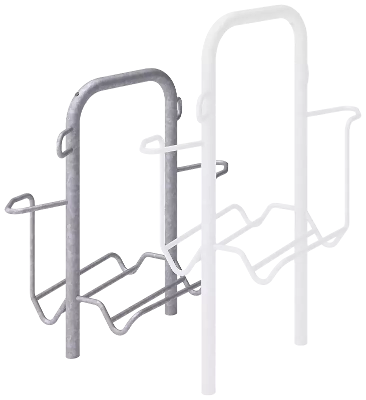 Fahrradparker ZIROS, doppelseitig 90°, tief / hoch, Radabstand 500 mm, zum Aufdübeln bei -250 mm, feuerverzinkt