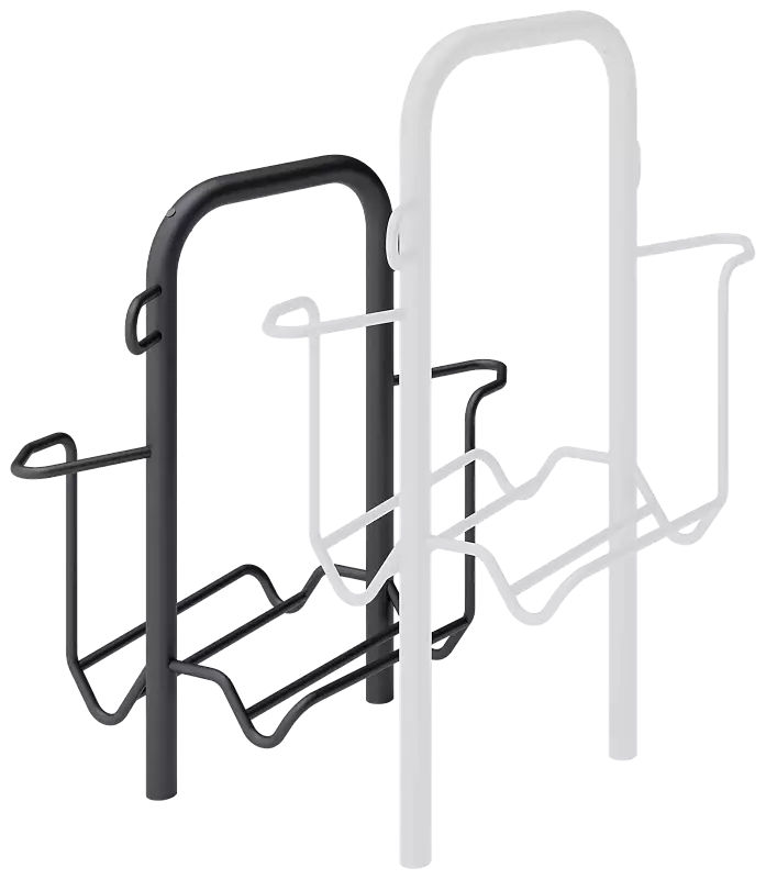 Fahrradparker ZIROS, doppelseitig 90°, tief / hoch, Radabstand 400 mm, zum Aufdübeln bei -250 mm, in RAL 7016 anthrazitgrau