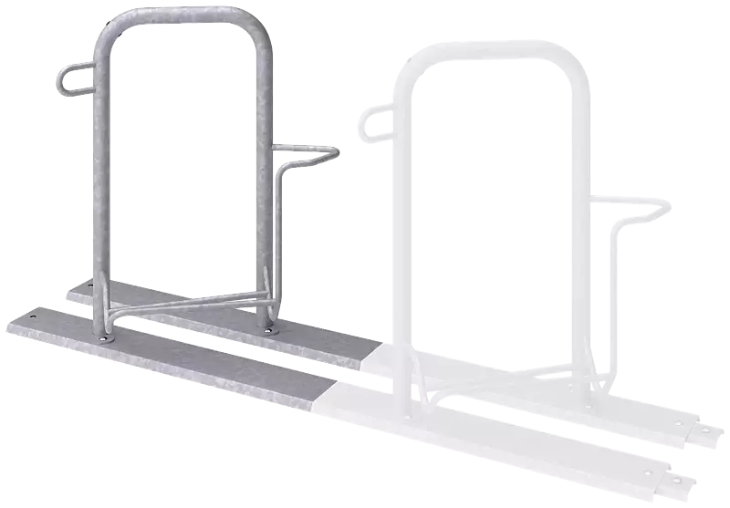 Fahrradparker ZIROS, einseitig 45°, tief / tief, Radabstand 600 mm, zum Aufdübeln bei +/- 0 mm, feuerverzinkt