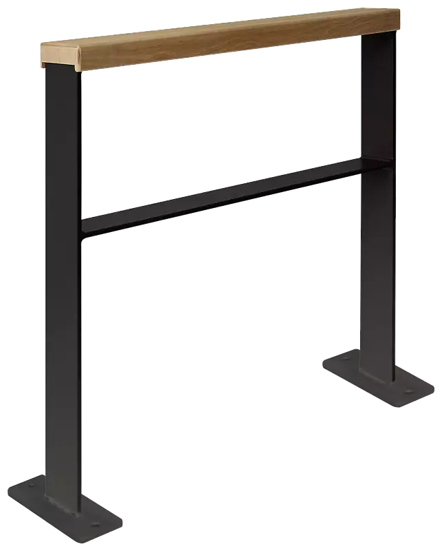 Anlehnbügel UTAH mit Sapeli-Holzlatte und Quersteg, zum Aufdübeln, in RAL 7016 anthrazitgrau