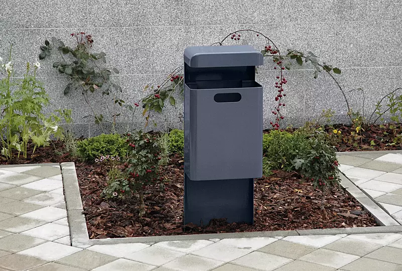 Abfallbehälter HALIFAX, 29 Liter, ohne Ascher, zum Einbetonieren, in RAL 7024 graphitgrau