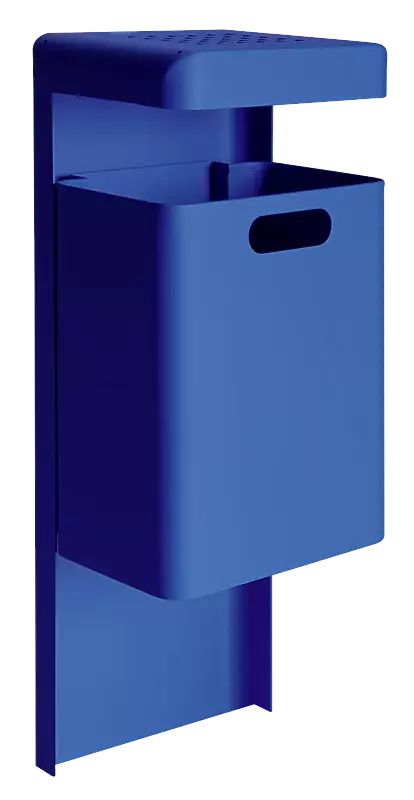 Abfallbehälter HALIFAX, 29 Liter, mit Ascher, zum Einbetonieren, in RAL 5002 ultramarinblau