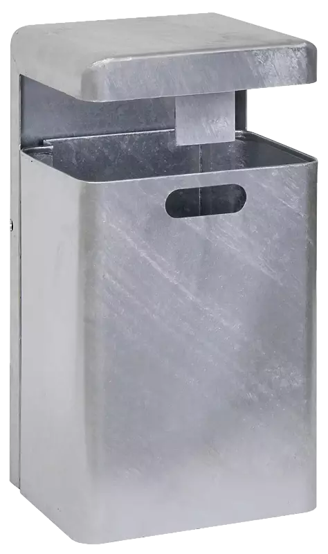Abfallbehälter HALIFAX, 43 Liter, mit Hausmüllstop, ohne Ascher,  zur Wandbefestigung, feuerverzinkt