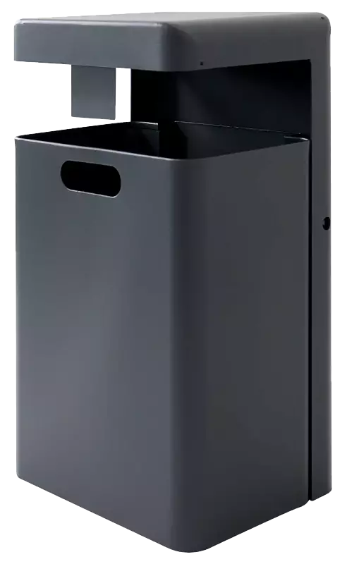 Abfallbehälter HALIFAX, 43 Liter, mit Hausmüllstop, ohne Ascher, zur Wandbefestigung, in RAL 7016 anthrazitgrau