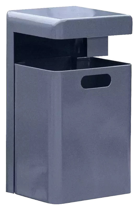 Abfallbehälter HALIFAX, 29 Liter, mit Hausmüllstop, ohne Ascher, zur Wandbefestigung, in RAL 7024 graphitgrau