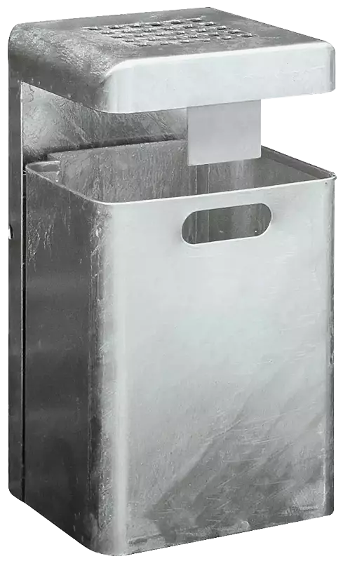 Abfallbehälter HALIFAX, 29 Liter, mit Hausmüllstop und Ascher, zur Wandbefestigung, feuerverzinkt