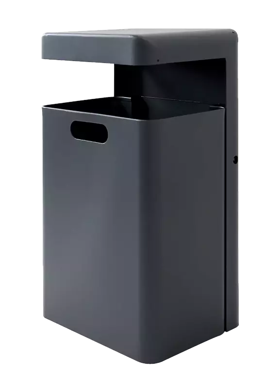 Abfallbehälter HALIFAX, 43 Liter, ohne Ascher, zur Wandbefestigung, in RAL 7016 anthrazitgrau