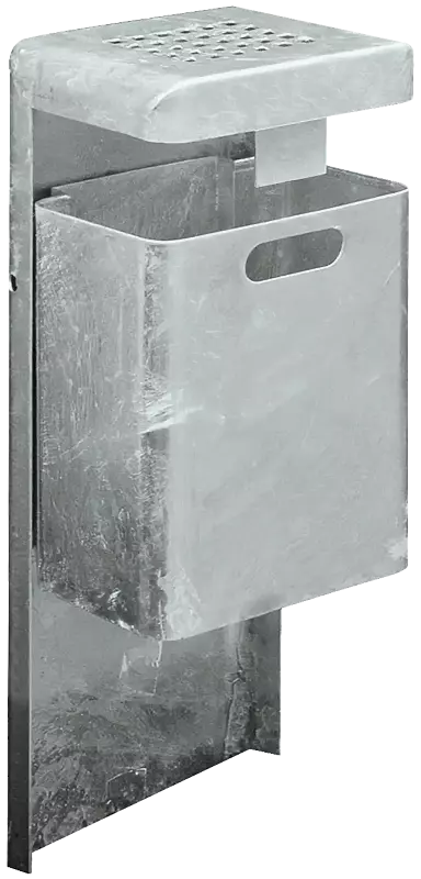 Abfallbehälter HALIFAX, 29 Liter, mit Hausmüllstop und Ascher, zum Einbetonieren, feuerverzinkt