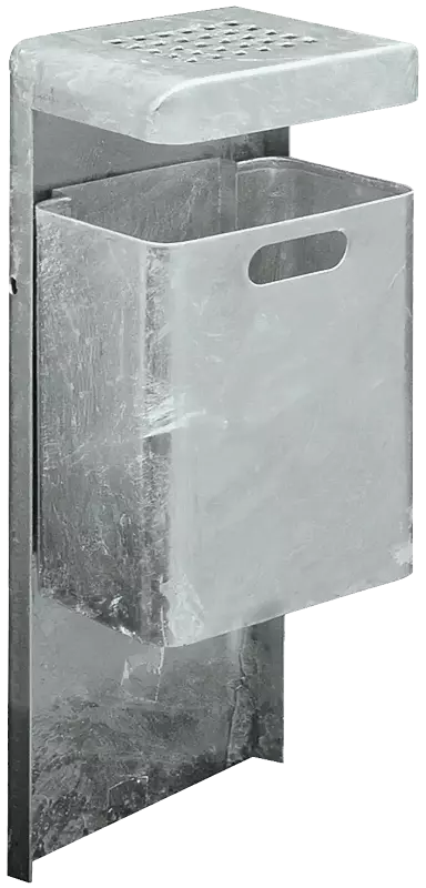 Abfallbehälter HALIFAX, 29 Liter, mit Ascher, zum Einbetonieren, feuerverzinkt