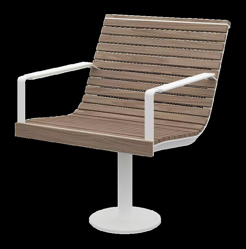 Sitz IGLAU CLASSIC mit Rückenlehne, drehbar, Breite 665 mm, Armlehnen mit HPL-Auflage in white 0085 NT, Stahlteile in RAL 9010 reinweiß