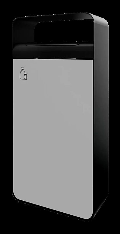 Abfallbehälter IGLAU, 60 Liter, in RAL 9005 tiefschwarz und RAL 7035 lichtgrau