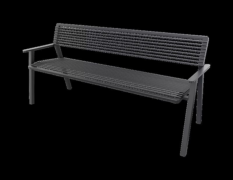 Sitzbank EGER MODERN mit Rücken- und Armlehnen, in RAL 7016 anthrazitgrau