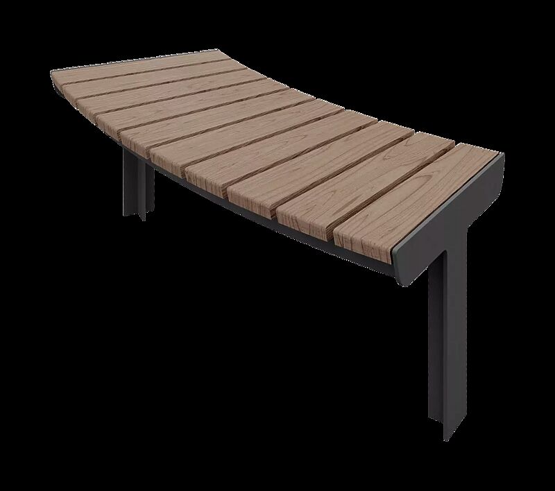 Sitzbank UNOLA CENTRO, ohne Rückenlehne, Breite 1919 mm, konvex gebogen 30°, Stahlteile in RAL 7016 anthrazitgrau