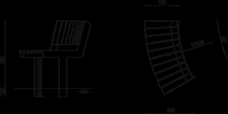 Sitzbank UNOLA CENTRO mit Rückenlehne, konvex gebogen - 30°