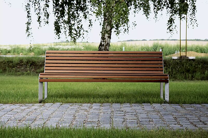 Sitzbank PORTIQOA mit Rückenlehne, mit Jatobaholzbelattung