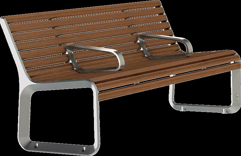Sitzbank PORTIQOA mit Rückenlehne und zwei Mittelarmlehnen, mit Jatobaholzbelattung