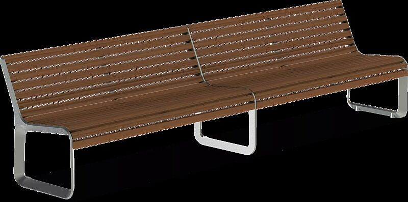 Doppelsitzbank PORTIQOA mit Rückenlehne, mit Jatobaholzbelattung