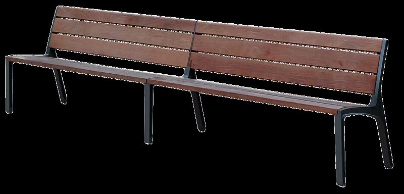 Doppelsitzbank MIELA mit Rückenlehne, mit Jatobaholzbelattung