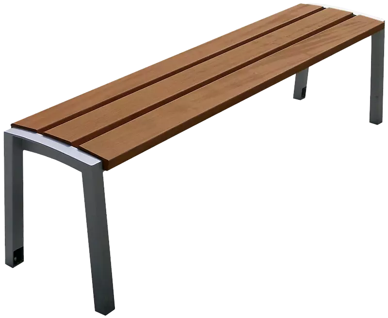 Sitzbank VERA ohne Rückenlehne, mit Jatobaholzbelattung, Stahlteile in DB 703 eisenglimmer