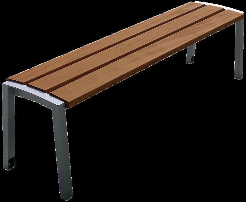 Sitzbank VERA ohne Rückenlehne, mit Jatobaholzbelattung, Stahlteile in DB 703 eisenglimmer