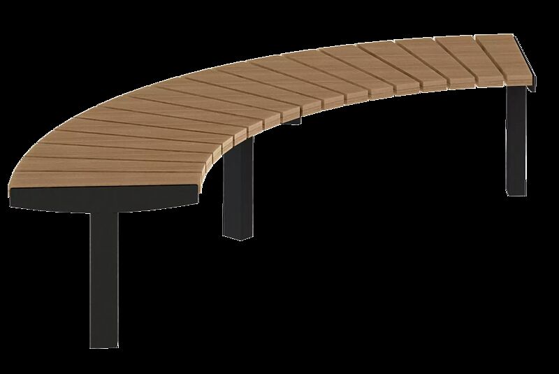 Sitzbank VERA SOLO bestehend aus Einzelelementen, gebogen 90°, modular erweiterbar, Sitzfläche mit Jatobaholzbelattung, Stahlteile in RAL 7016 anthrazitgrau