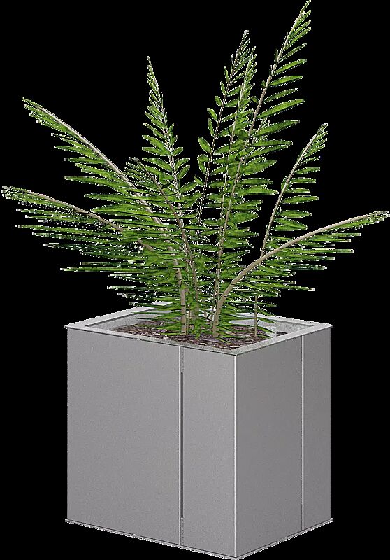 Pflanzbehälter MALAGENO, 700 x 700 mm, in RAL 9006 weißaluminium