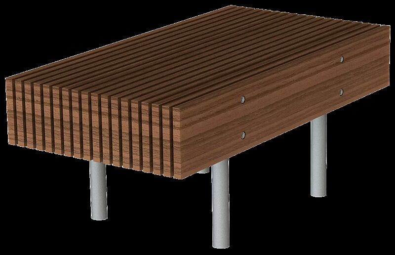 Sitzbank WOODY ohne Rückenlehne, mit Jatobaholzbelattung