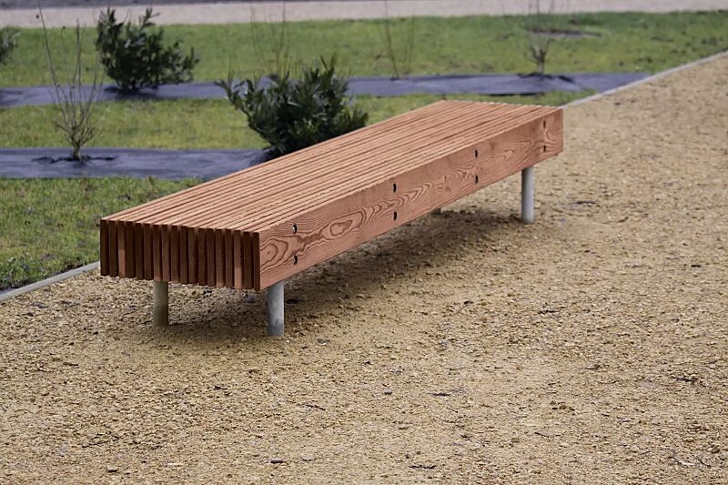 Sitzbank WOODY ohne Rückenlehne, mit Jatobaholzbelattung