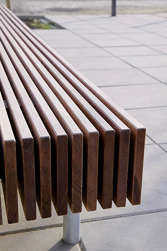 Sitzbank WOODY ohne Rückenlehne, mit Jatobaholzbelattung