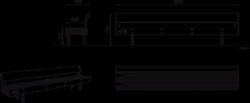 Sitzbank WOODY mit Rückenlehne