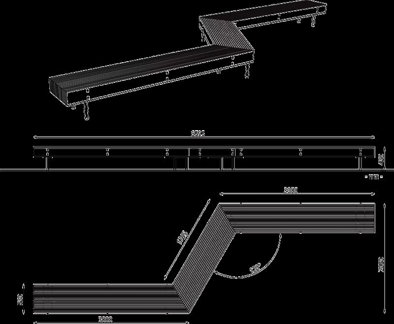Doppel-Eckbank WOODY ohne Rückenlehne - 120°