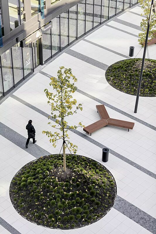 Dreifach-Eckbank WOODY, 120°, mit Jatobaholzbelattung