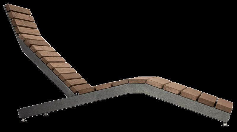 Liegebank RIVAGE zum freien Aufstellen, mit Jatobaholzbelattung, Stahlteile in DB 703 eisenglimmer