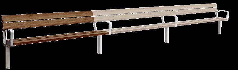 Sitzbank INTERVERA - Anfangselement, mit Jatobaholzbelattung, Stahlteile in RAL 9007 graualuminium