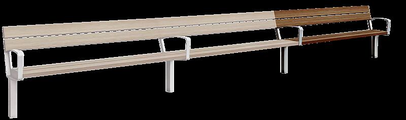 Sitzbank INTERVERA - Endelement, mit Jatobaholzbelattung, Stahlteile in RAL 9007 graualuminium 