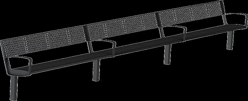 Sitzbank INTERVERA - Anfangselement, Auflage und Unterkonstruktion in RAL 7016 anthrazitgrau