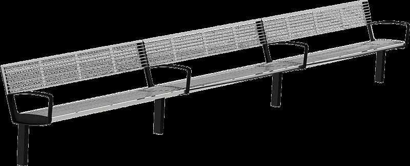 Sitzbank INTERVERA - Anfangselement, Auflage Edelstahl, Unterkonstruktion in RAL 7016 anthrazitgrau