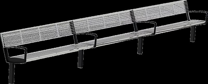 Sitzbank INTERVERA - Mittelelement, Auflage Edelstahl, Unterkonstruktion in RAL 7016 anthrazitgrau