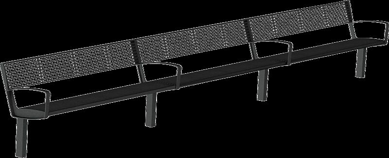 Sitzbank INTERVERA - Endelement, Auflage und Unterkonstruktion in RAL 7016 anthrazitgrau