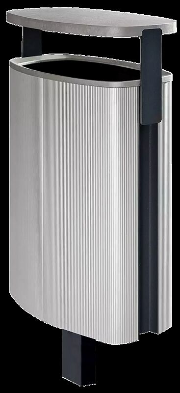 Abfallbehälter MINIUM mit Schutzdach, mit zentralem Pfosten zum Aufdübeln, Stahlteile in RAL 9005 tiefschwarz
