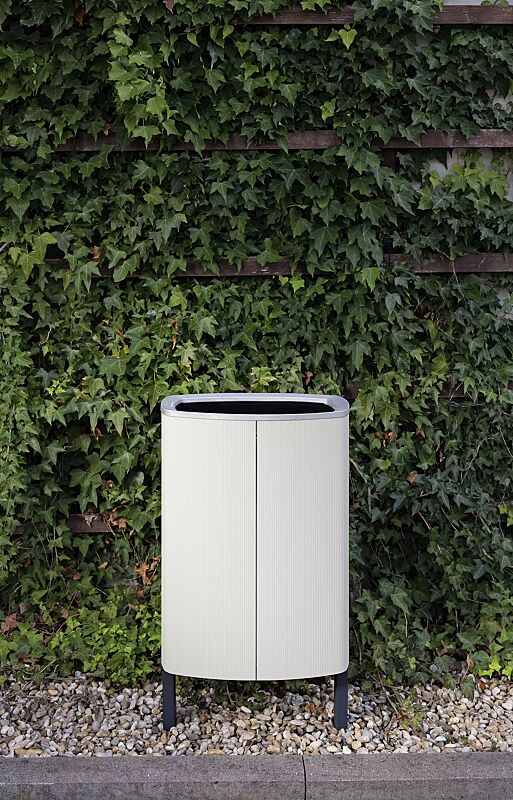 Abfalbehälter MINIUM mit seitlichen Pfosten zum Aufdübeln, Stahlteile in RAL 7016 anthrazitgrau