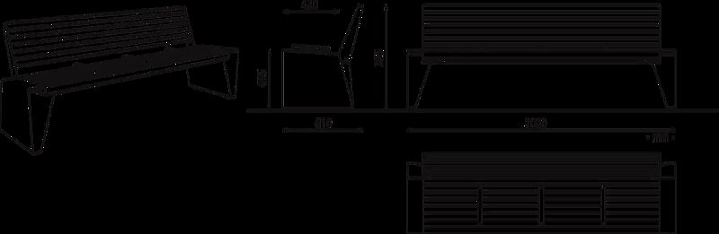 Sitzbank RADIUM mit Rückenlehne