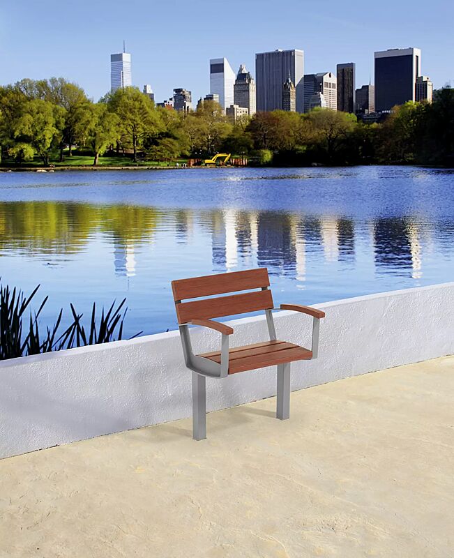 Senioren-Sitz INTERVERA mit Jatobaholzbelattung, Stahlteile in RAL 9007 graualuminium