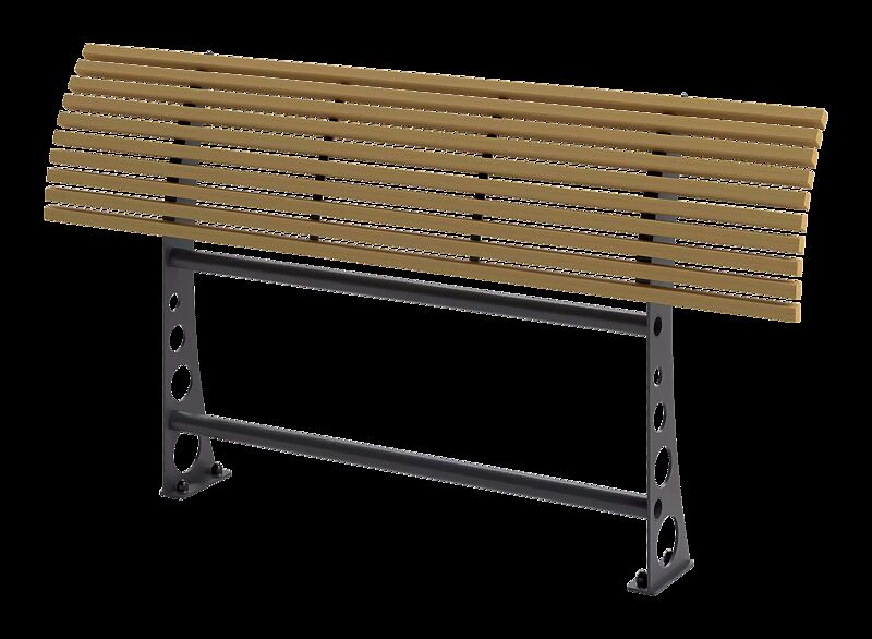 Anlehnbank RELIEF, Lehne mit Escheholzbelattung, 1700 mm breit, pulverbeschichtet in RAL 7016 anthrazitgrau