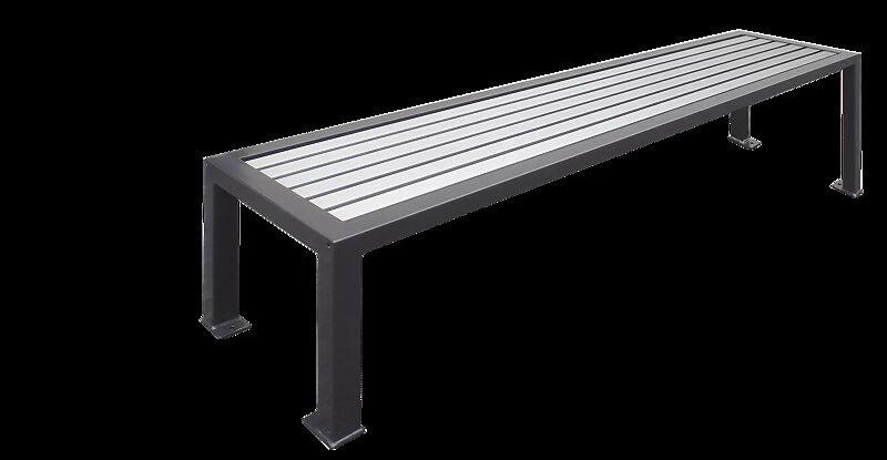 Sitzbank LIGURIA ohne Rückenlehne, zum Aufdübeln, mit Edelstahlauflage, Stahlgestell in RAL 7016 anthrazitgrau