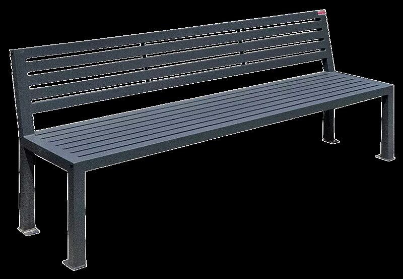 Sitzbank LIGURIA mit Rückenlehne, zum Aufdübeln, mit Stahlauflage, in RAL 7016 anthrazitgrau