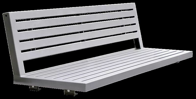 Mauerauflage LIGURIA mit Rückenlehne, Breite 1950 mm, Stahlteile in RAL 9007 graualuminium