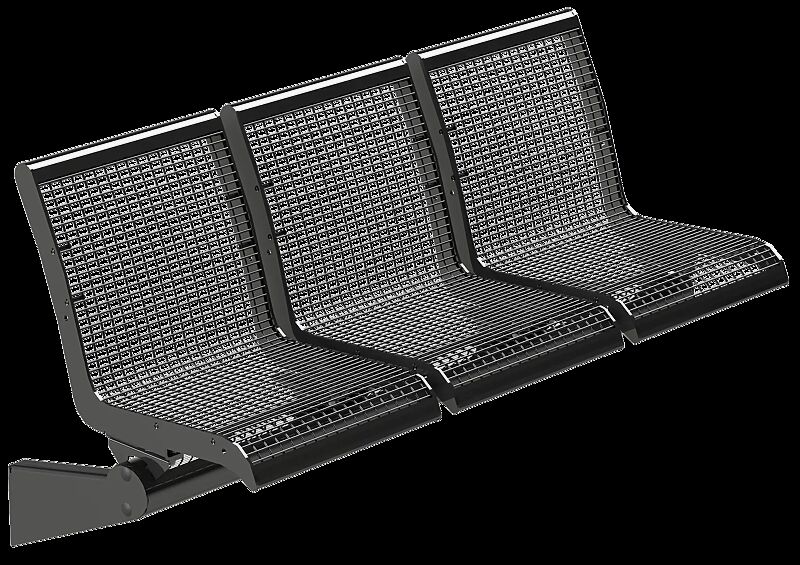 3-Sitzer LINUS mit Rückenlehne, zur Wandbefestigung, in DB 703 eisenglimmer