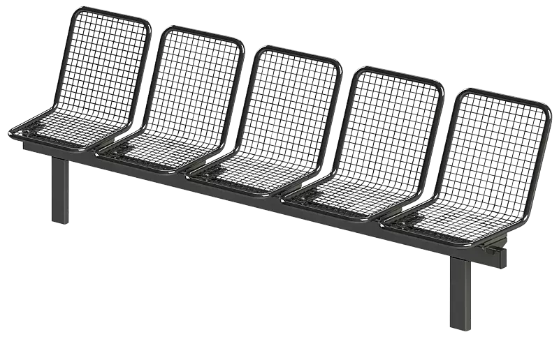 Drahtgittersitz TARVIS, 5-Sitzer, in RAL 7012 basaltgrau