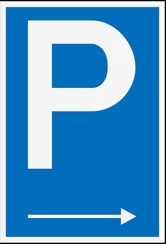 Parkplatz-Reservierungsschild rechtsweisend